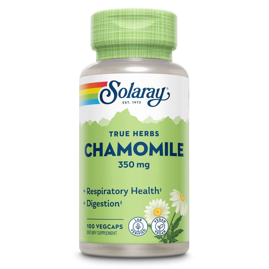 SOLAרי Chamomile, Soothing Support for Digestion, Respiratory Tract andlaxation, 100 משרתים, 100 VegCaps