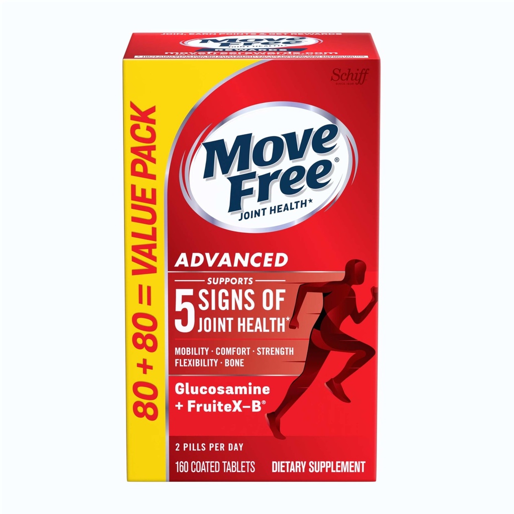 הזיזו את Glucosamine מתקדם Chondroitin + Calcium Fructoborate תוספת תמיכה משותפת, תמיכה ניידות נוחות גמישות ועצמות - 160 טבליות (80 מנות)