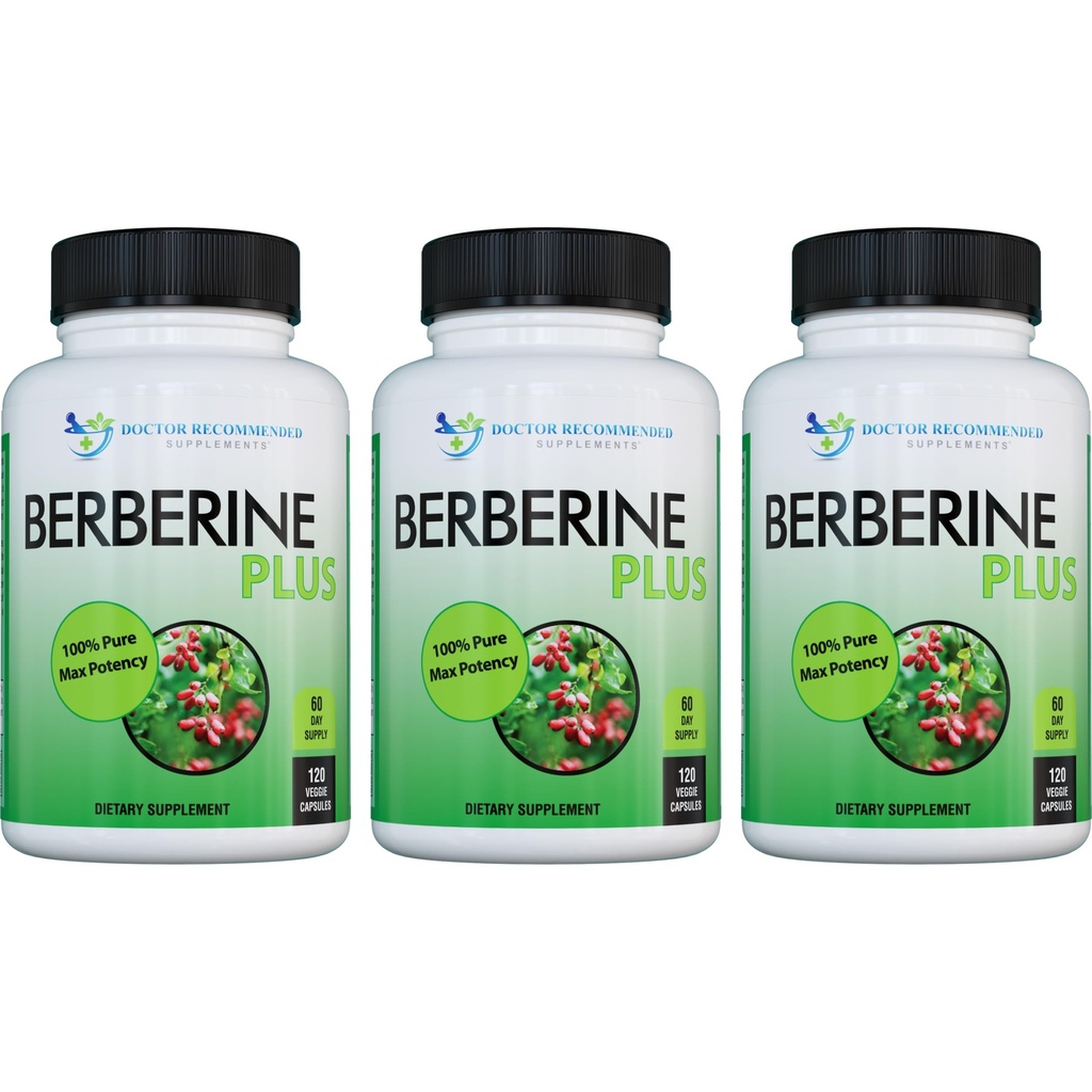 DoCTOR RECOMMENDED SUPPLEMENTS Berberine Plus 1200 מ"ג עבור משרת - 120 קפסולות Veggie Royal Jelly (120 Count (Pack of 3)