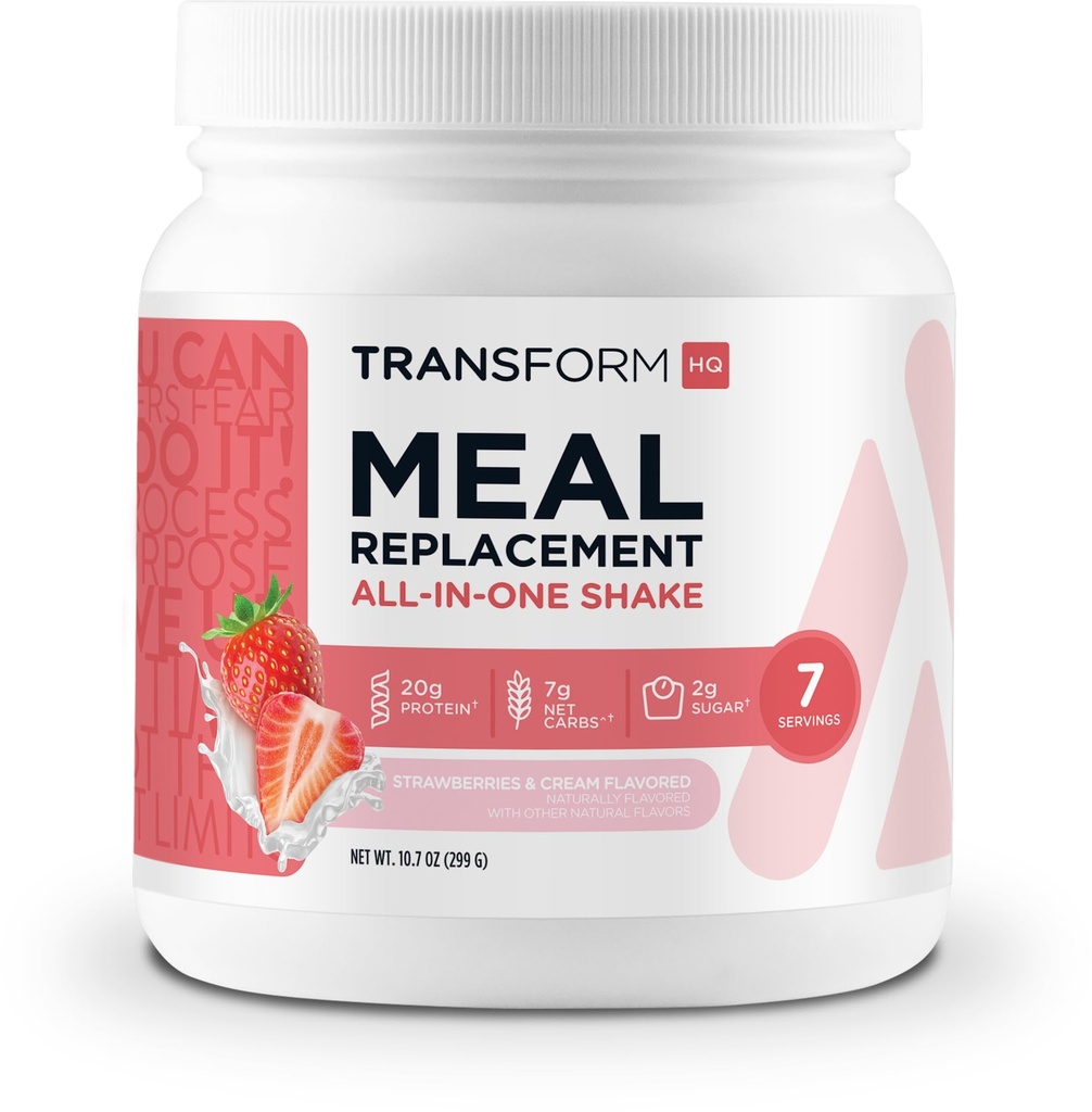 TransformHQ Meal החלפת Shake אבקת 7 לשרתים (Strawberry & Cream) - Gluten Free, non-GMO