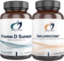 עיצובים לבריאות ויטמין D העליון + Inflammatone Bundle - ויטמין D3 5000 IU + 2000mcg ויטמין K עם תערובת בוטנית Enzyme לקידום תגובה חיסונית בריאה - 2 מוצרים