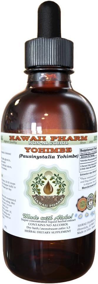 הוואי Pharm Yohimbe אלכוהול חינם לחלץ, Yohimbe נוזל (Pausinystalia Yohimbe) Dried Bark Glycerite צמח צמחי טבעי, ארה"ב 4 fl.oz