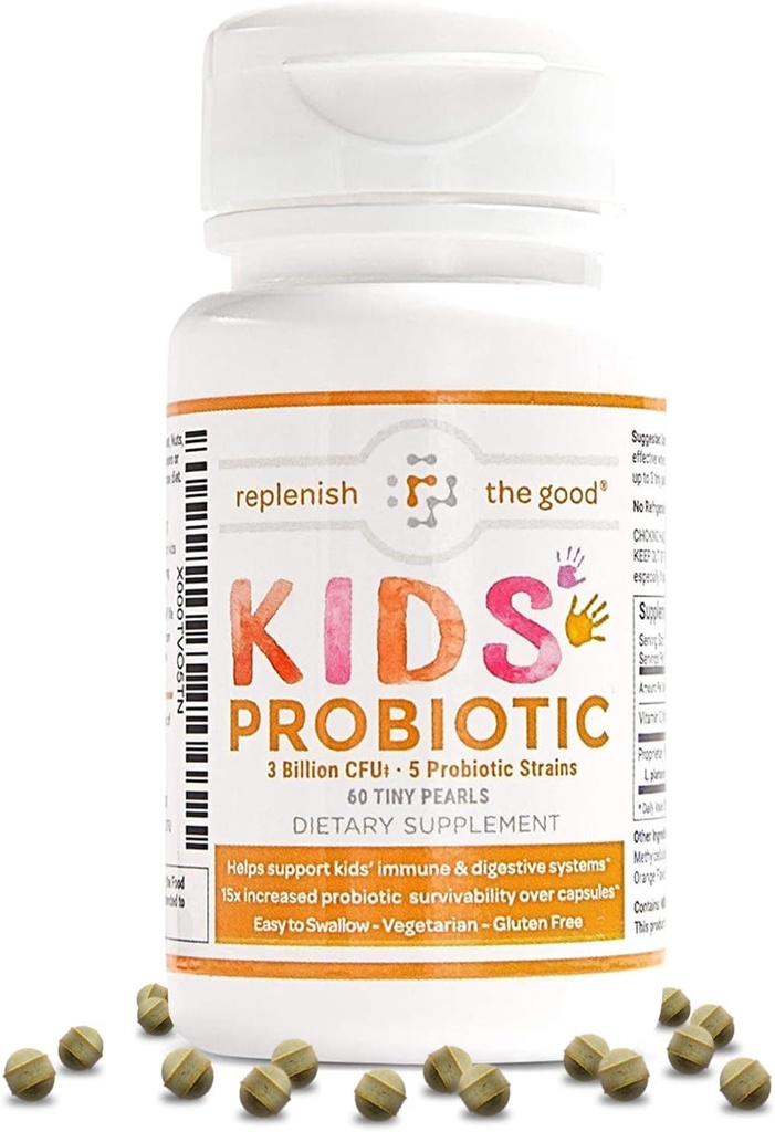ילדים טבעוניים פרוביוטיקה, 60 פנינים זעירים - Antibiotic Recovery - עוזרים לתמוך במערכת החיסון והבריאות של ילדים - 15x יותר יעיל מחניכיים - סוכר חינם, קל ל Swallow