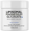 Codeage Magnesium Glycinate אבקת תוסף, 2-Month Supply, Bisglycinate Magnesium Chelate, Unflavored, Liposomal Delivery, Chelated Magnesium אבקה מינרלים, non-GMO טבעוני, 3 ozozium Chelate, 3 ozozozozozozozlavored, Unflavored, Liposomal Delivery, Chelated Magnesium אבקת אבקת מינרל, 3 ozGMO טבעוני, 3 oz
