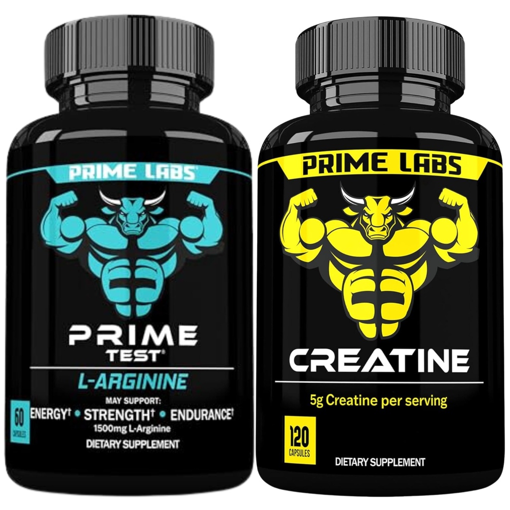 Prime Labs L Arginine (60 ct) + קראטין קפסולות (120 ct)