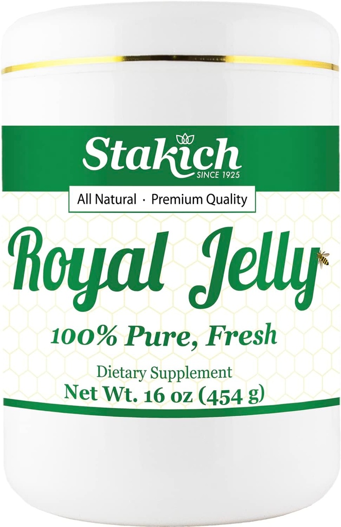 Stakich Fresh Royal Jelly - Pure, All Natural - No Additives or Preservatives הוסיף - 16 Ounce (1 פאונד)