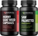 HAVASU NUTRITION Hory Goat Weed כמוסות (30 משרתים) & Saw Palmetto קפסולות (100 משרתים)