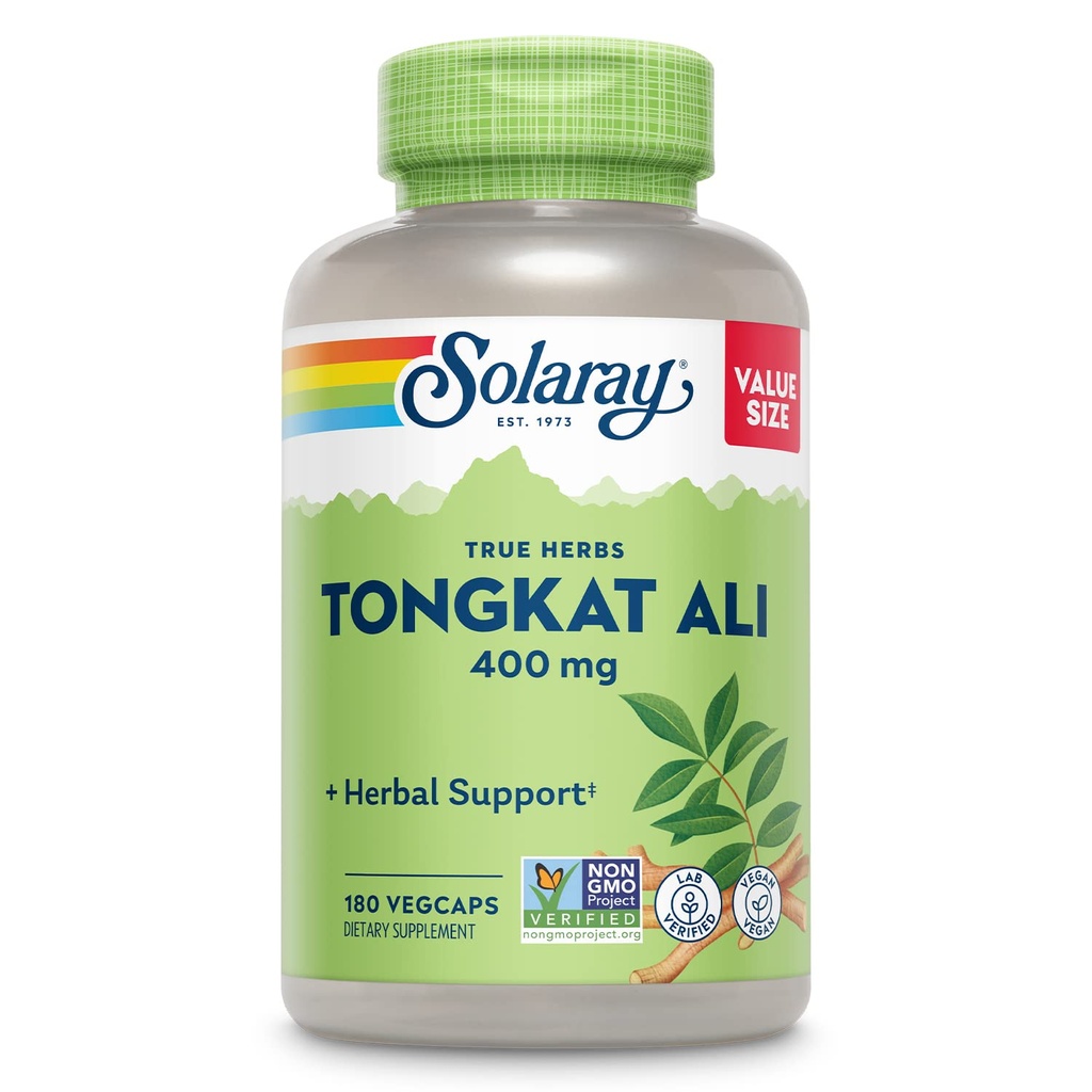 SOLAרי טונגקאט עלי 400 מ"ג - Longjack Tongkat Ali for Men - תמיכה צמחית לבריאות האדם ו Vitality - טבעוני, Non-GMO, מעבדה מאומתת - 180 משרתים, 180 VegCaps