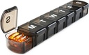 XL Weekly Pill Box מארגנת 7 ימים, שבוע אחד ג'מבו גלולת גלולות דיספרס מקרה אחד ביום, MOLN HYMY Daily Medicine Container to Hold תרופות, ויטמינים, שמן דגים ותוסף שחור (Black Supplement)