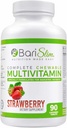 BariSlim Complete Chewable Bariatric Multivitamin עם 45 מ"ג ברזל - Bariatric Multivitamin for Post Bariatric Surgery כולל עקף Gastric ו- Gastric - Strawberry (90 Count)