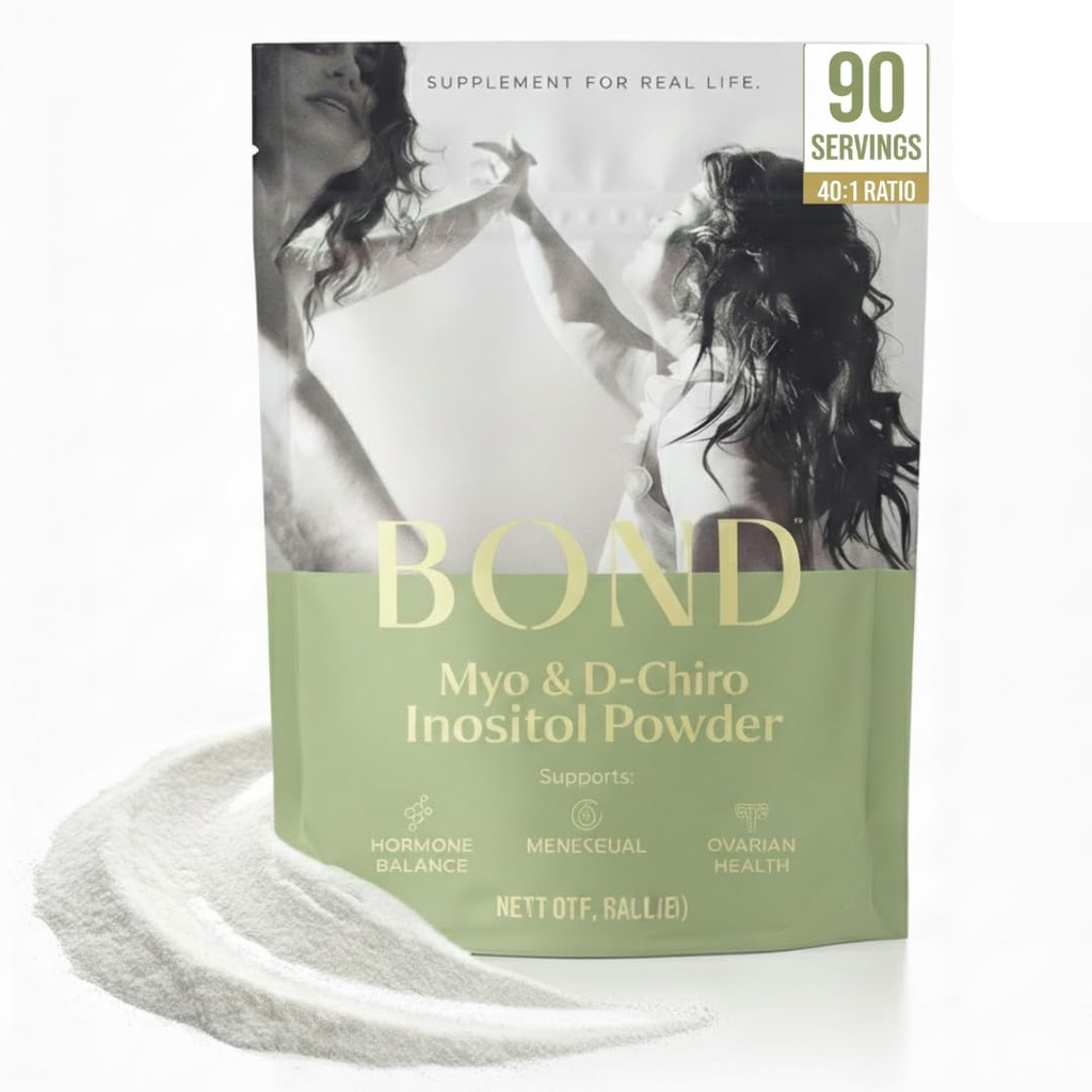 בונד Myo-Inositol & D-Chiro Inositol אבקת - איזון הורמונלי, מחזור סדירות ותמיכה תוספת לנשים - 40:1 Ratio פורמולה - טבעוני, ללא סוכר, 90 משרתים