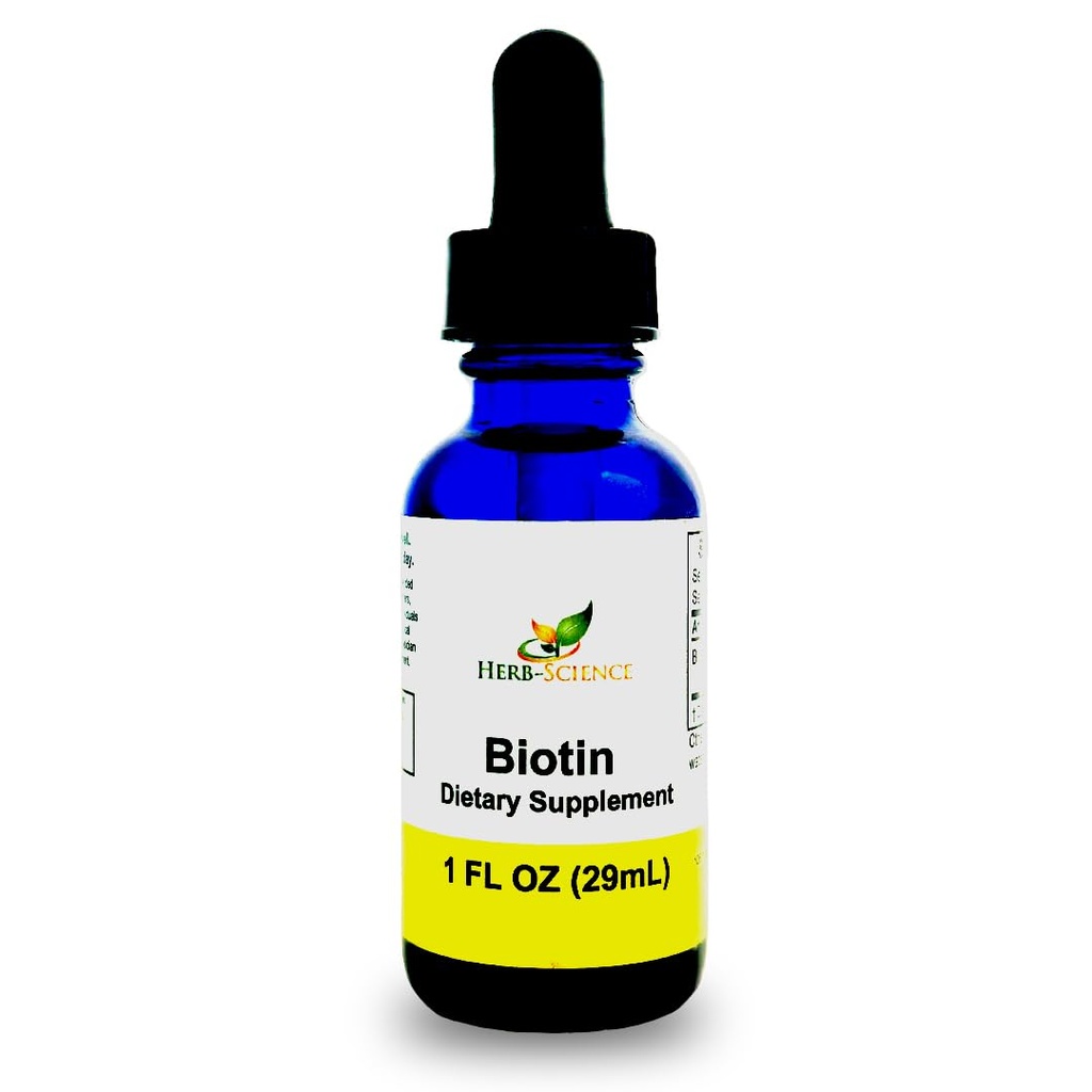 נוזל ביוטין B7 - High-Absorption, Cold-Pressed D-Biotin USP, טבעוני, אלכוהול חינם, טיפות sublingual, No Artificial Flavors, Blue Cobalt Glass Bottle for Potency & Purity - 1 oz