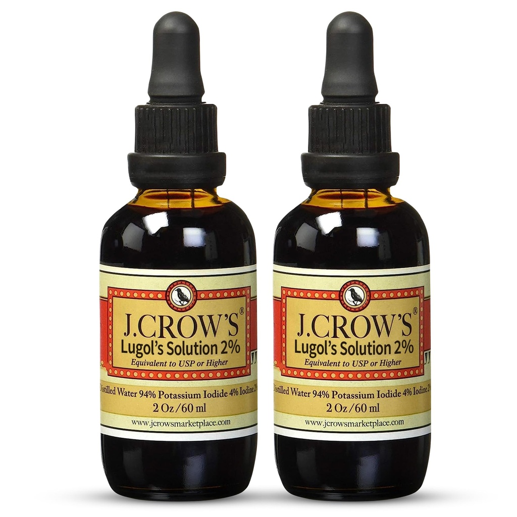 הפתרון של Iodine 2% 2 oz (2בק) - Premium Iodine & Potassium Iodide נוזל, Gluten &, ללא אלכוהול-חינם טבעי תמצית, ללא הפרעה