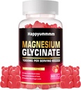 Magnesium Glycinate Gummies 1000mg - סוכר חינם Magnesium Potassium תוספת עם ויטמין D, B6, CoQ10 עבור Calm Mood & Sleep Support - 60 Strawberry חניכיים.