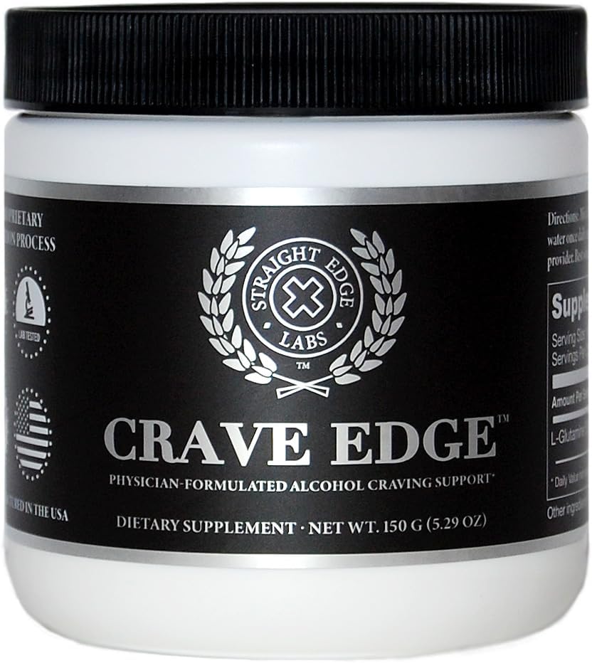 Crave Edge אלכוהול Craving תמיכה, Physician-Formulated אלכוהול חלופי, להפסיק לשתות, Liver Detox, Fast Acting, No Big Pills or Bad Taste (150G אבקת, 30 משרתים)