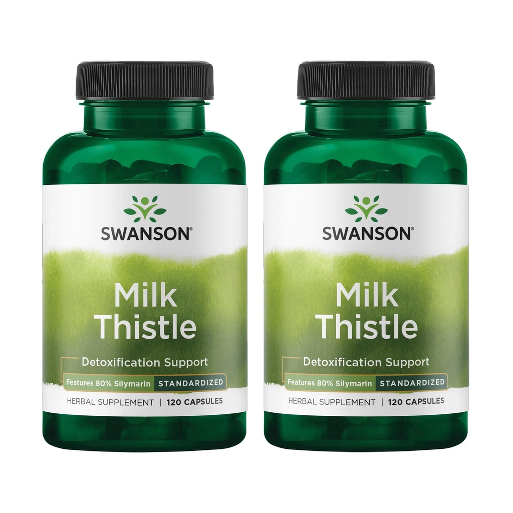 Swason Milk Thistle (Standardized) - Herbal Liver תומך תוספת w / 80% Silymarin - פורמולה טבעית מסייעת לשמור על בריאות כללית ורווחה - (120 קפסולות) (2 Pack)