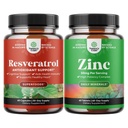 Bundle של Trans Resveratrol - קפסולות Resveratrol עם AMPK Activator לבריאות סלולרי ו Vitality ו- Zinc 50 מ"ג Immune תמיכה תוסף - Zinc Complex כדי לשפר את העור & הציפורניים