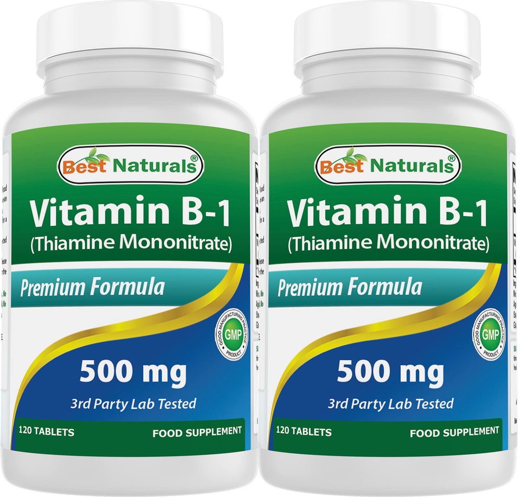 Best Naturals ויטמין B1 כמו Thiamine Mononitrate 500 מ"ג טבליות (120 Count)
