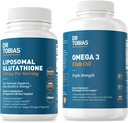 ד"ר טוביאס אומגה 3 שמן דגים ו- Liposomal Glutathione - תומך בתפקוד Immune, Skin Health, and Foodsent Absorption - Non-GMO