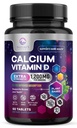 Calcium 1200 מ"ג עם ויטמין D3, Calcium תוספי ויטמינים, העצם, שיניים ו- Immune בריאות תמיכה, תוספי Calcium עם D עבור נשים וגברים, Calcium של הטבע פחמן - 60 טבליות