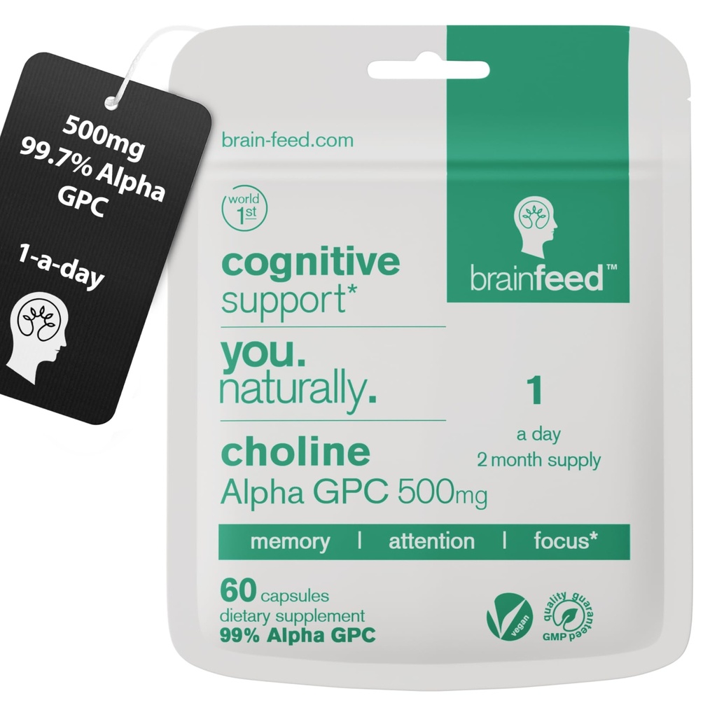 תוסף Acetylcholine | 99% אלפא GPC קפסולות (50 | 1-a-Day | Memory, Focus Concentration Nootropic Brain Supplement