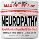 קרם הנירופתיה - Fast Acting Max Relief for Feet Hand Legs Toes - Ultra Strength Menthol, Arnica, Aloe Vera, MSM, Natural Soothing Nerve הקלה - תוספת גדולה 8 oz