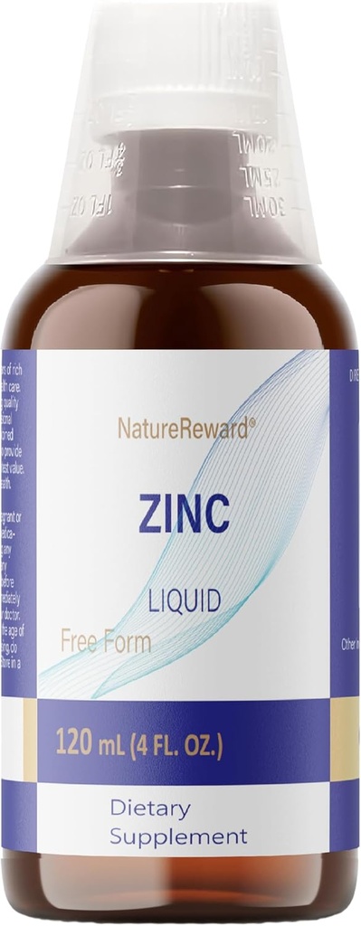 נוזל אורגני Zinc, 60 משרתות - אלכוהול חינם Zinc Sulfate - תומך Immune Health & Metabolism - Antioxidant - Gluten-Free, non-GMO, טבעוני & Paleo Friendly (120 מ"ל), 4 FL OZ OZ