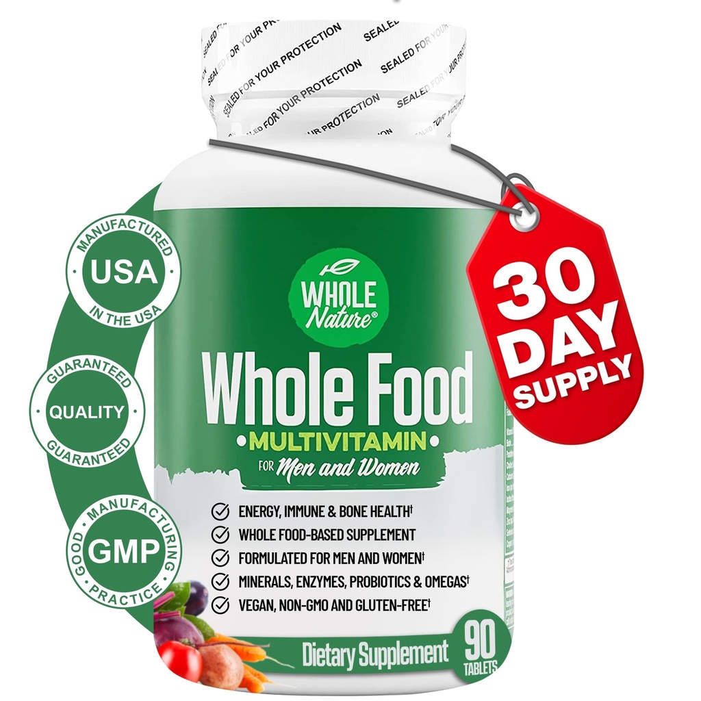 מזון שלם Multivitamin עבור גברים ונשים להשלים מדי יום ויטמין Superfoods Plus מינרלים Digests Digestive Enzymes, Probiotics ו אומגהs. Plant Based Multi ויטמין, Non GMO (1)