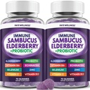 Elderberry Gummies Immune תמיכה, תמיכה יומית לילדים ומבוגרים *, עם Sambucus Elderberry, Zinc, ויטמין C, D3, B6, B12, בתוספת - דיאטה - 140 Countary - 140