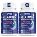 Melatonin 40 מ"ג למבוגרים - מהיר Dissolve & Chewable Sublingual Sleep תוסף - תוספת כוח מלטונין עם ויטמין D3 & MSM, Selenium for Health Rest Cycle, Deep Zzzs, Sugar-Free, 180 משרתי חשמל נוספים