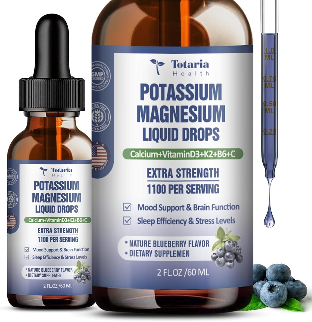 (2 Packs) Potassium Magnesium תוספת נוזל טיפות - 200 מ"ג Potassium & 600 מ"ג מורכב Magnesium Glycinate נוזלי Citrate שמן גבוה Absorption Potasio תמיכה העצם, השרירים, המחוקק Crampsium Glycinate נוזלי Citcinate שמן גבוה Absorption תפוחי אדמה תמיכה העצם, שרירים, שרירים, מחוקק Cramps.