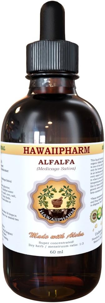 הוואיPharm אלפאלפאפה נוזל לחלץ, אורגני אלפאפללה (Medicago Sativa) Dried Leaf Tincture תוסף 4 oz