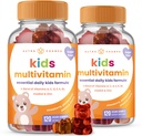 NutraChamps 120 ויטמינים חניכיים לילדים (Pack of 2), סוכר חינם ילדים ויטמינים מסטיקמי Multivitamin, טבעוני ו- non-GMO, Strawberry, Passionפרי, Peach & Cherry