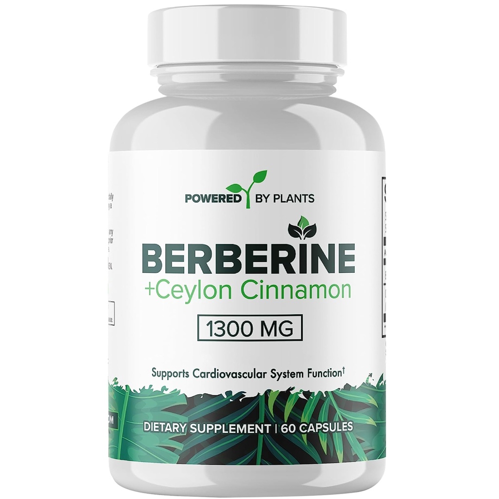 תוסף Pure Berberine - 1300mg Berberine עם Ceylon Cinnamon עבור Metabolism & Immune System Support - 60 משרתים