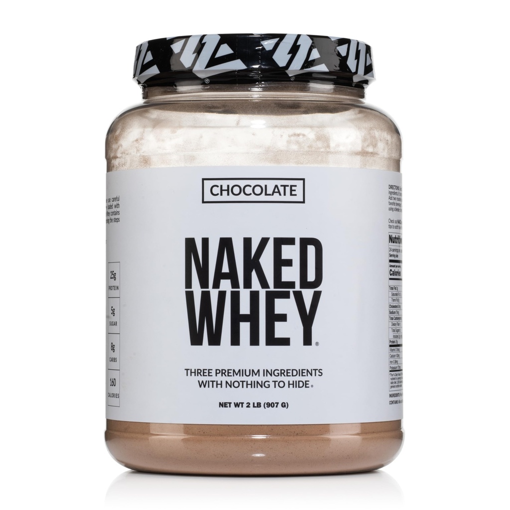 אבקת חלבון שוקולד NAKED Whey - רק 3 Ingredients - אבקת חלבון Grass פד Whey, שוקולד אורגני סוכר קוקוס אורגני, No GMO, No GMO, No Soy, ו- Gluten חינם - 24 משרתים