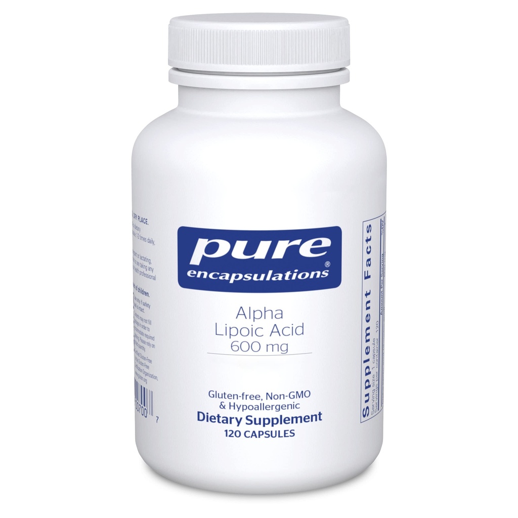 Pure Encapsulations Alpha Lipoic Acid 600 מ"ג - ALA תוספת לתמיכה Liver, Antioxidants, Nerve Health, Cardiovascular Health & Carbohydrate תמיכה - Premium Alphaoic Acid - 120 קפסולות