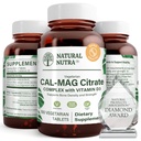 טבעי Nutra Cal-Mag Citrate עם ויטמין D3,1000 /500 מ"ג מורכב, מחזק את העצמות, שרירי ועצב בריאות, לעזור לשמור על שיניים בריאות, מקורות ביו-זמינות גבוהה, 100 טבליות טבעוניות