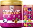 אבקת Keppi Electrolytes - Passionפרי Flavor - No Sugar hydrotion תוספת עם Potassium, Magnesium, Sodium - 50 משרתים - Keto, טבעוני, מהירינג-ידידותי, Zero Calorie Electrolyte Drink
