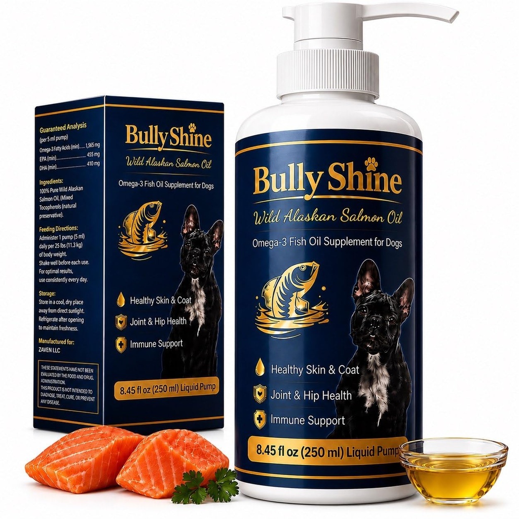 Wild Alaskan Salmon Oil for Dogs, 8.45 fl oz (250 ml) – Omega-3 Fish Oil with EPA & DHA for Skin & Coat, Shedding, Joint & Hip Support, Immune Support, Easy Daily Pump