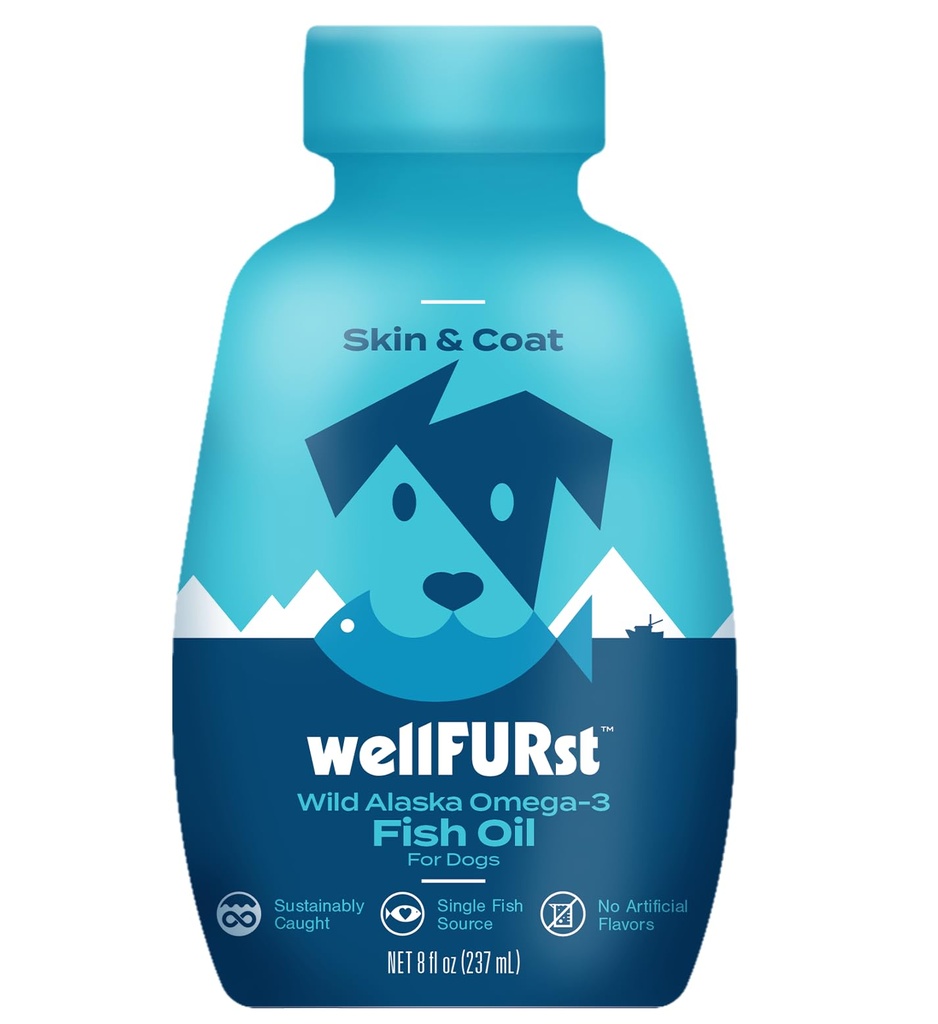 Wild Alaska Omega-3 Fish Oil for Dogs, EPA & DHA Supplement, 8oz | Made with Wild Alaska Fish Oil, rich in Omega-3 EPA & DHA to Support Healthy Skin, Coat, and Overall Wellness