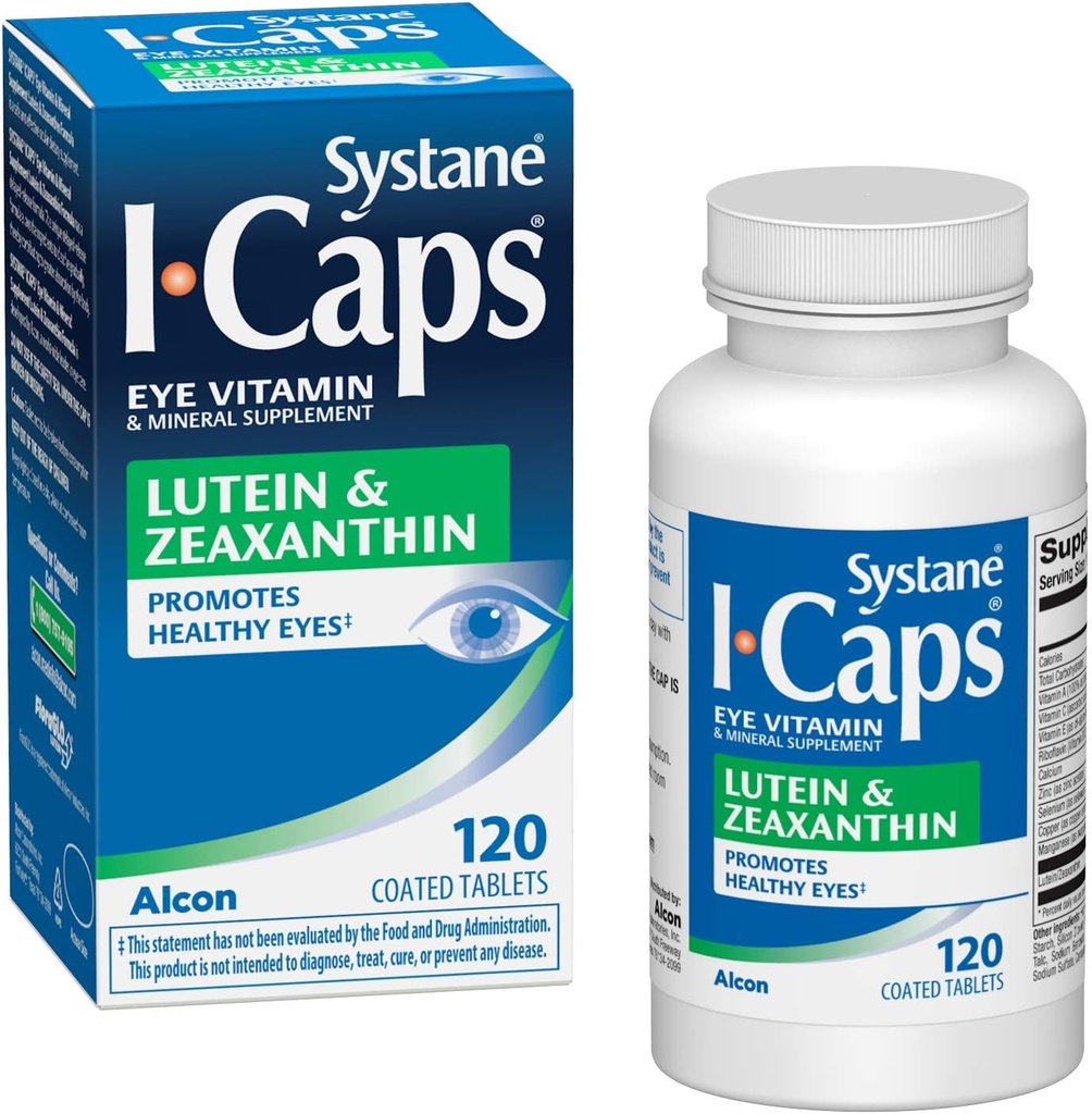 Systane ICaps עין ויטמין & מינרלים תוספת, Lutein & Zeaxanthin פורמולה, 120 טבליות coated