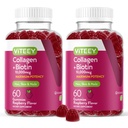 Viteey Collagen Gummies with Biotintin Gummies for Hair Skin and Nails ויטמינים - ביוטין ו Collagen תוספים לנשים & גברים - טבעוני, Gluten-Free - 120 Count Count