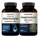 NatureBell Magnesium Glycinate קפסולות 500 מ"ג ו- Advanced Electrolyte hydrotion Pills Bundle Pack | Chelated & Purified מינרלים