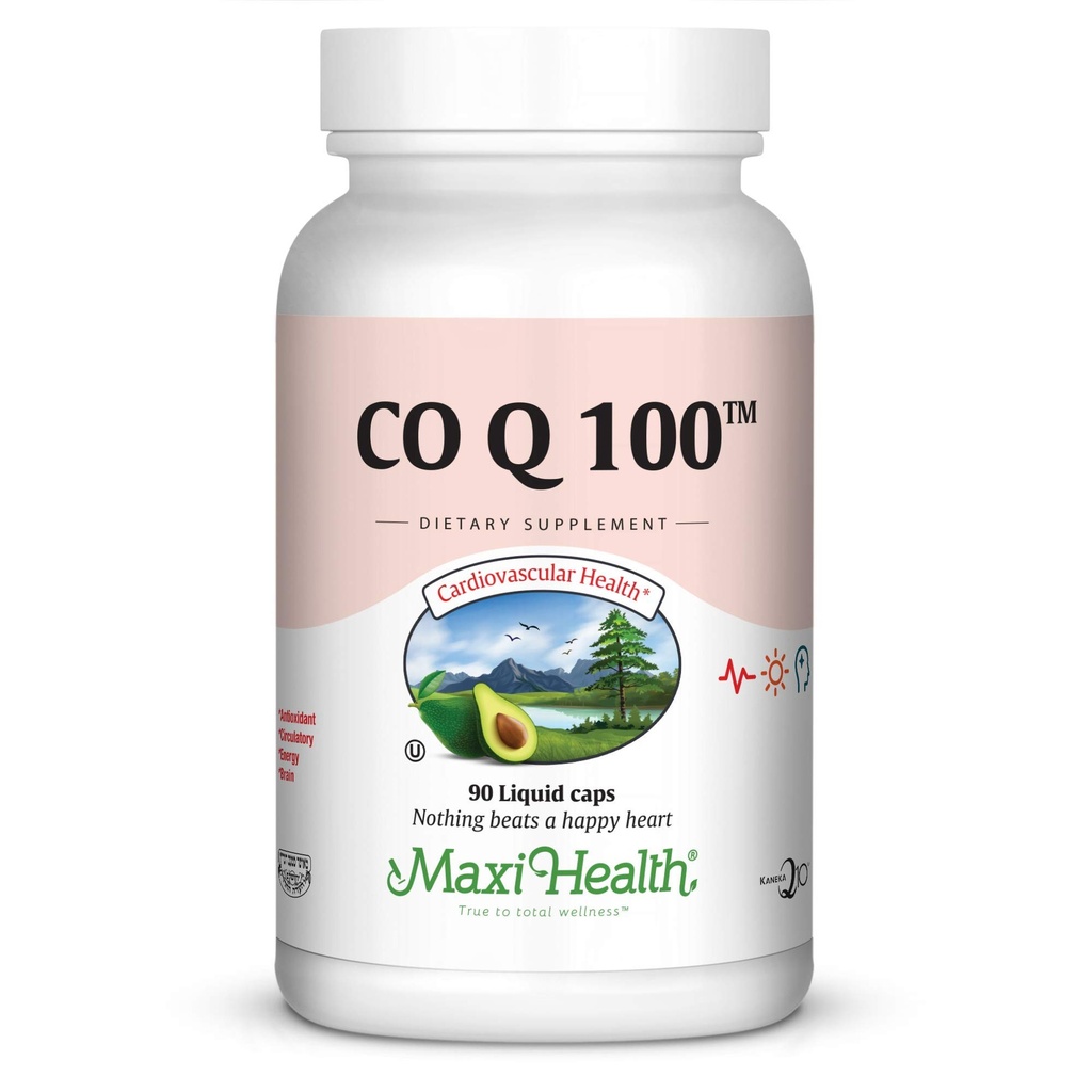 Maxi Health COQ10 100 מ"ג קפסולות - 100 מ"ג Coenzyme Q10 for Heart & Energy Support - כשר מוסמך CO Q 10 תוספת - Non-GMO ו- Gluten-Free Heart Healths - 90 קפסולות נוזליות