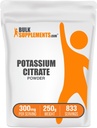 BulkSupplements.com Potassium Citrate אבקת - עבור תמיכה בהשקה, תוסף מינרלים, Potassium 99mg - Gluten Free, 300 מ"ג לשרת, 250g (8.8 oz) (Pack of 1)