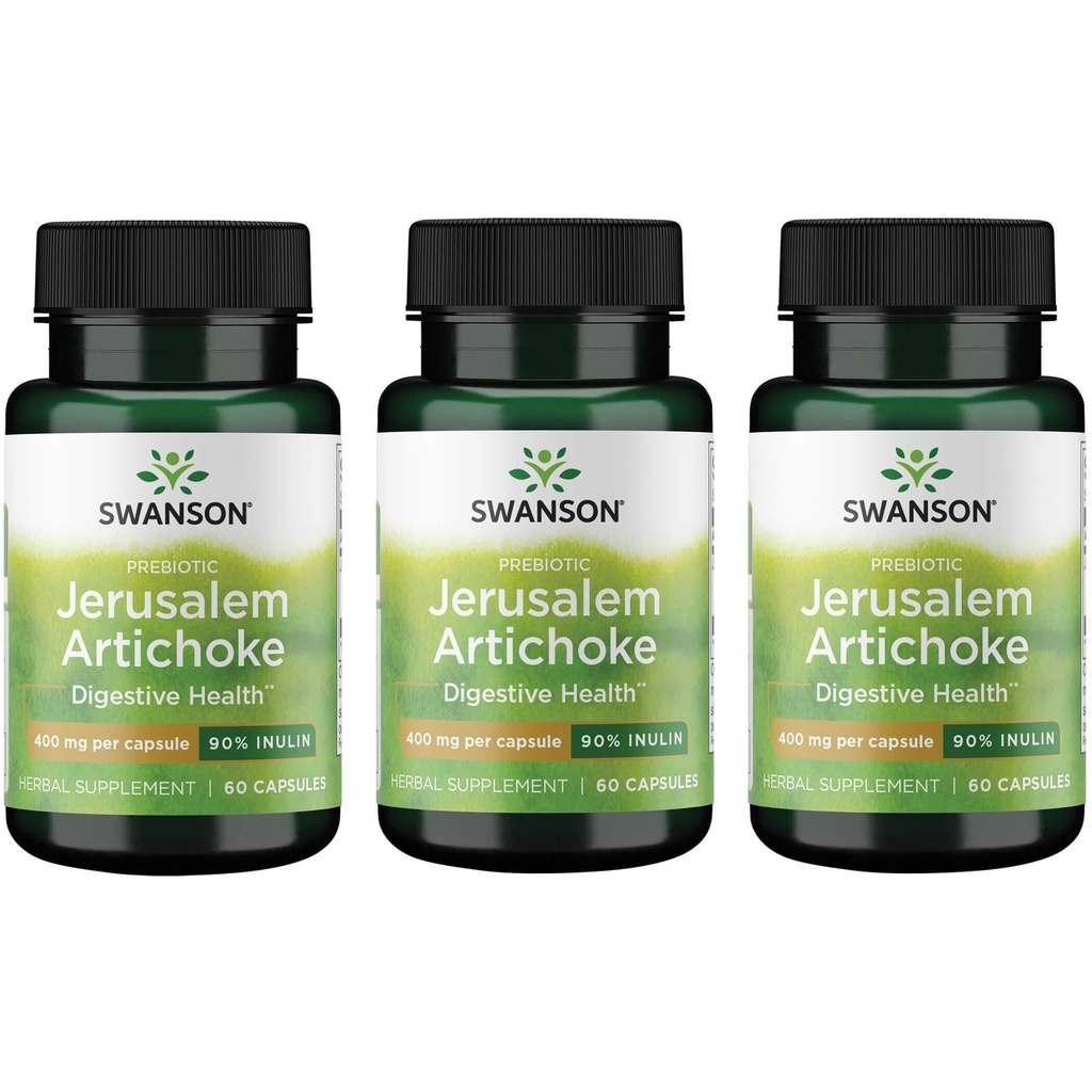 Swanson Prebiotic Jerusalem Artichoke - 90% Inulin 400 מ"ג 60 Caps (3 Pack)