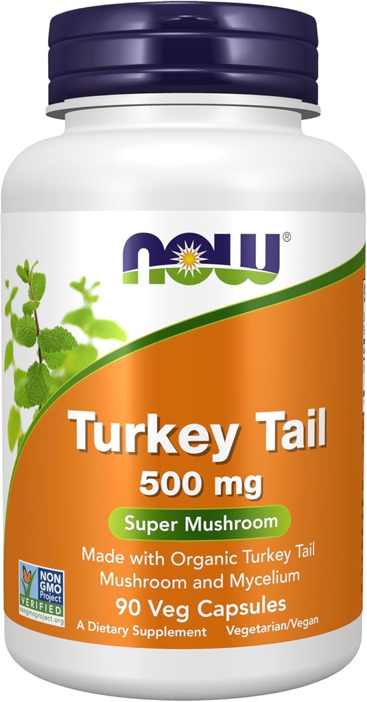 עכשיו תוספי מזון, טורקיה Tail 500 מ"ג, Super Mushroom, מיוצר עם אורגני טורקיה Tail Mushroom ו Mycelium, 90 ואג כמוסות