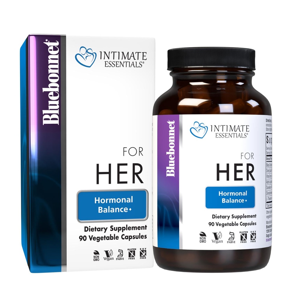Bluebonnet Nutrition Intimate Essentials for Her Hormonal Balance, Soy-Free, Gluten-Free, Non-GMO, Dairy-Free, Kosher Certified, Vegan, 90 Capsules, 45 Servings | Non-GMO, Vegan, Kosher Certified, Gluten-Free, Soy-Free