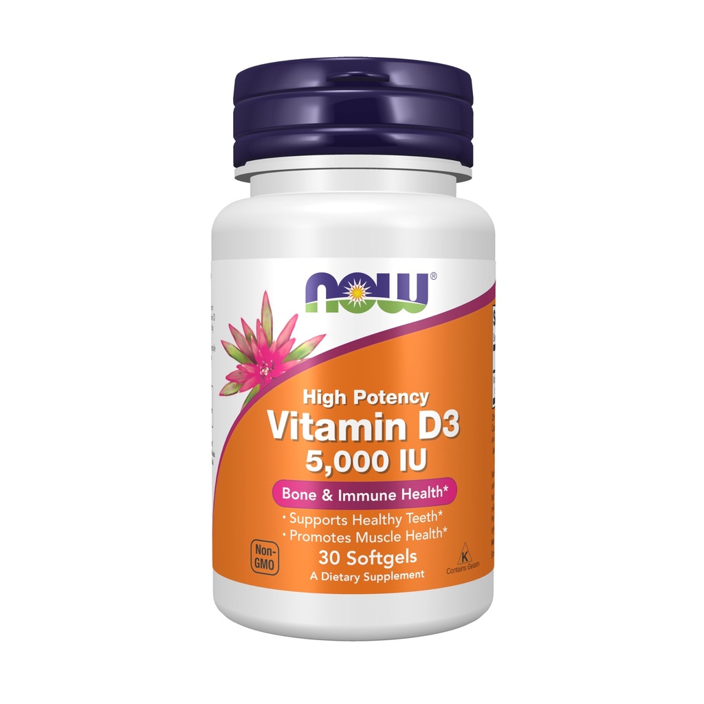 תוספי ויטמין D3 5,000 IU, High Potency, Structural Support*, 30 Softgels