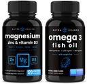 NutraChamps Magnesium Zinc & ויטמין D3 כמוסות אומגה 3 קפסולות שמן דגים 2 Pack Bundle